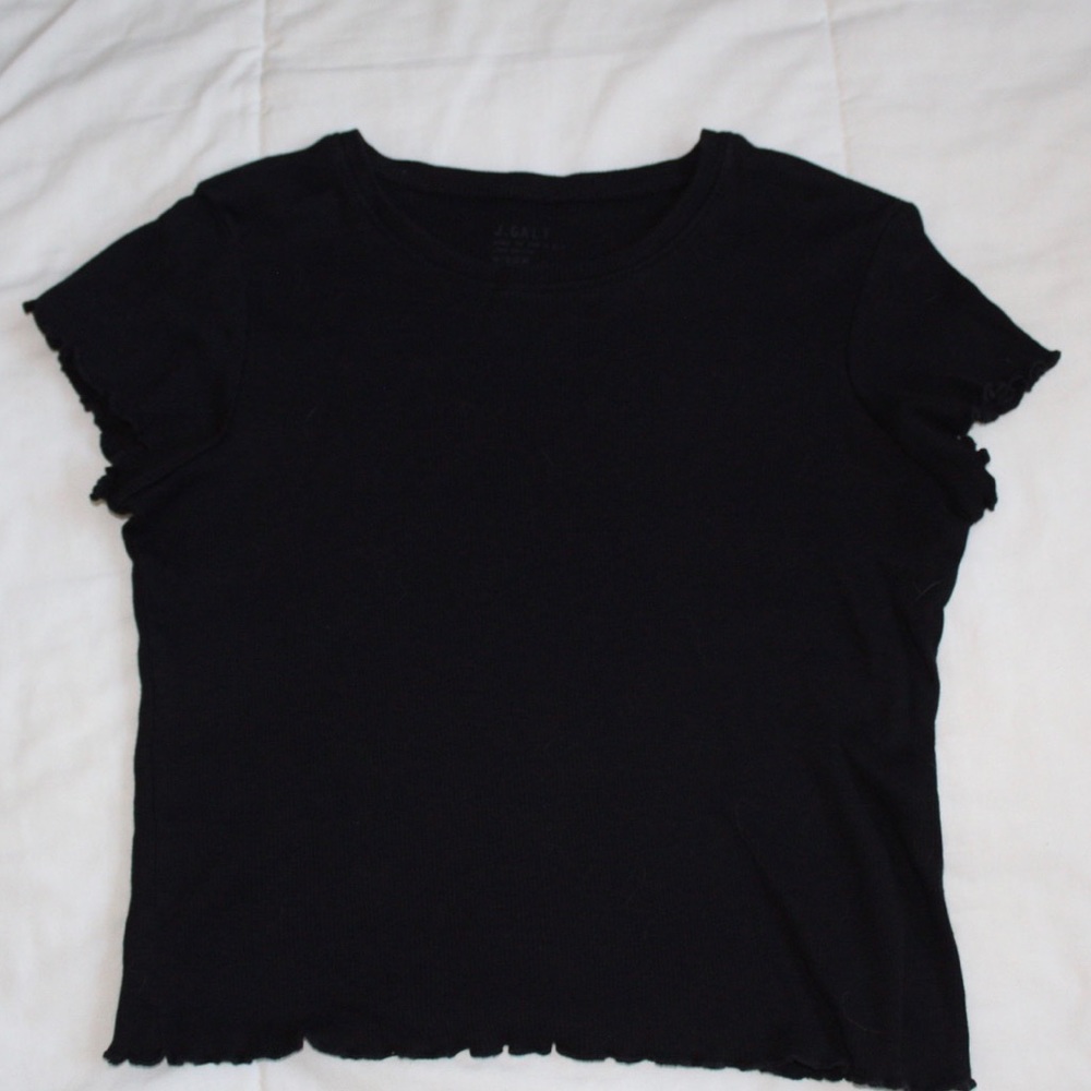 Brandy Melville Black tee shirt top with ruffles